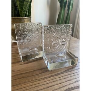 Vintage Uno Westerberg Pukeberg Sweden Art Glass Brutalist Bookends Set Of 2